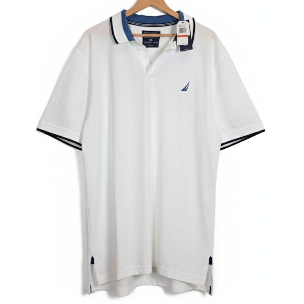 Nautica NAVTECH Men's 3XL White Polo Shirt Shortsleeve stain release